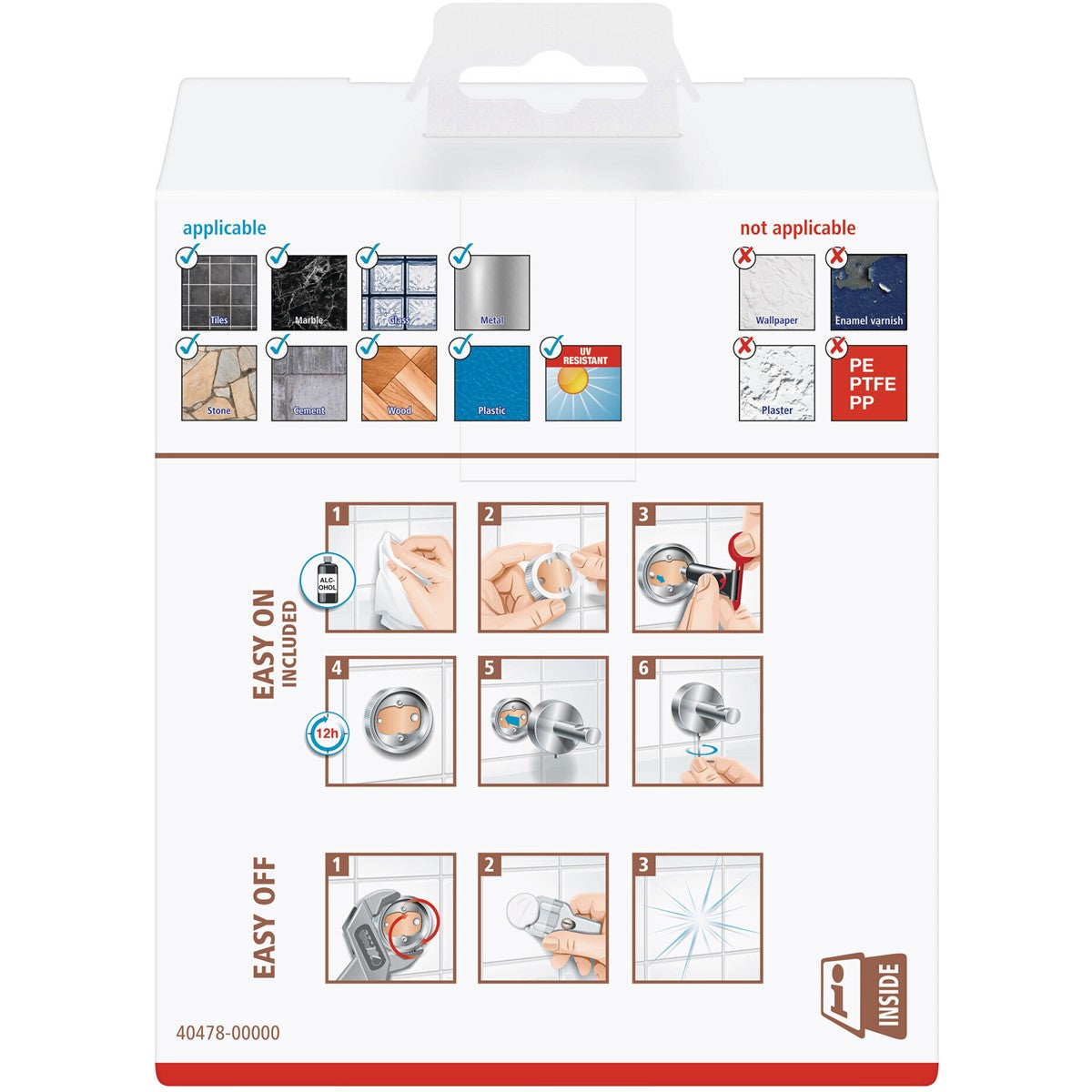 tesa® Nooblesse Toilettenpapierhalter ohne Deckel, Edelstahloptik, inkl. Klebelösung
