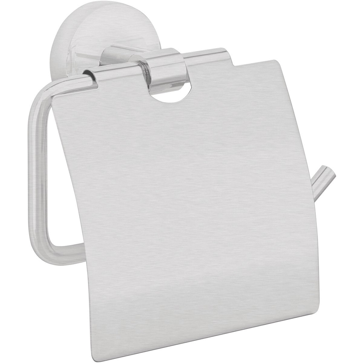 tesa® Nooblesse Toilettenpapierhalter mit Deckel, Edelstahloptik, inkl. Klebelösung