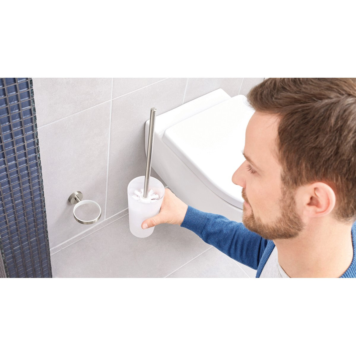 tesa® Nooblesse Toilettenbürste, Edelstahloptik, inkl. Klebelösung