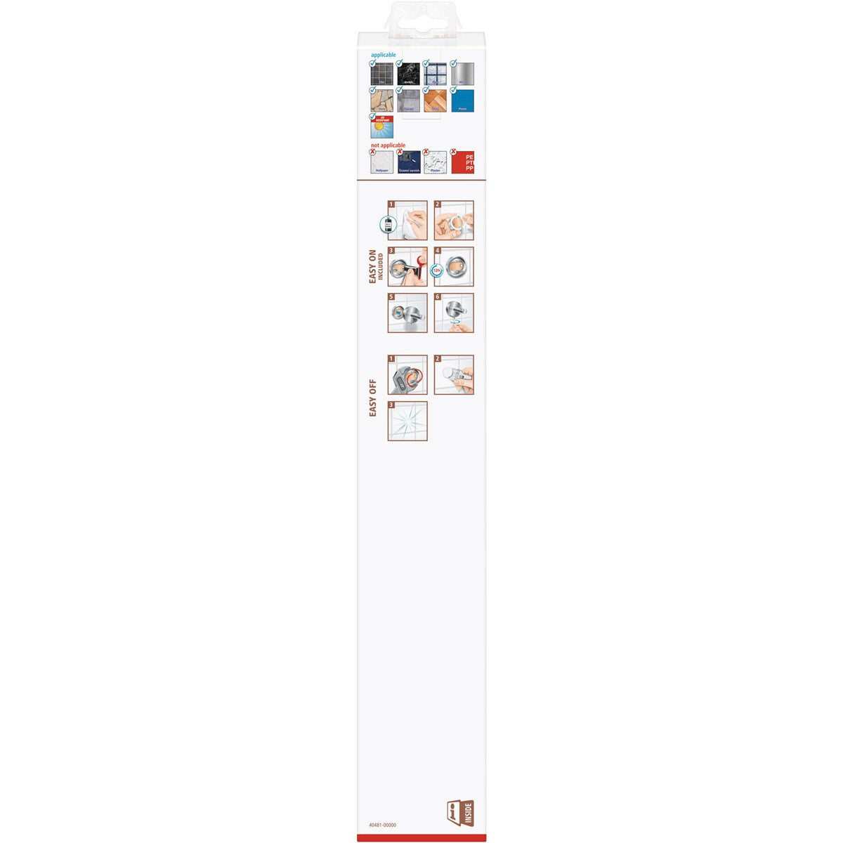 tesa Nooblesse Handtuchhalter, Edelstahloptik, 2-armig, inkl. Klebelösung