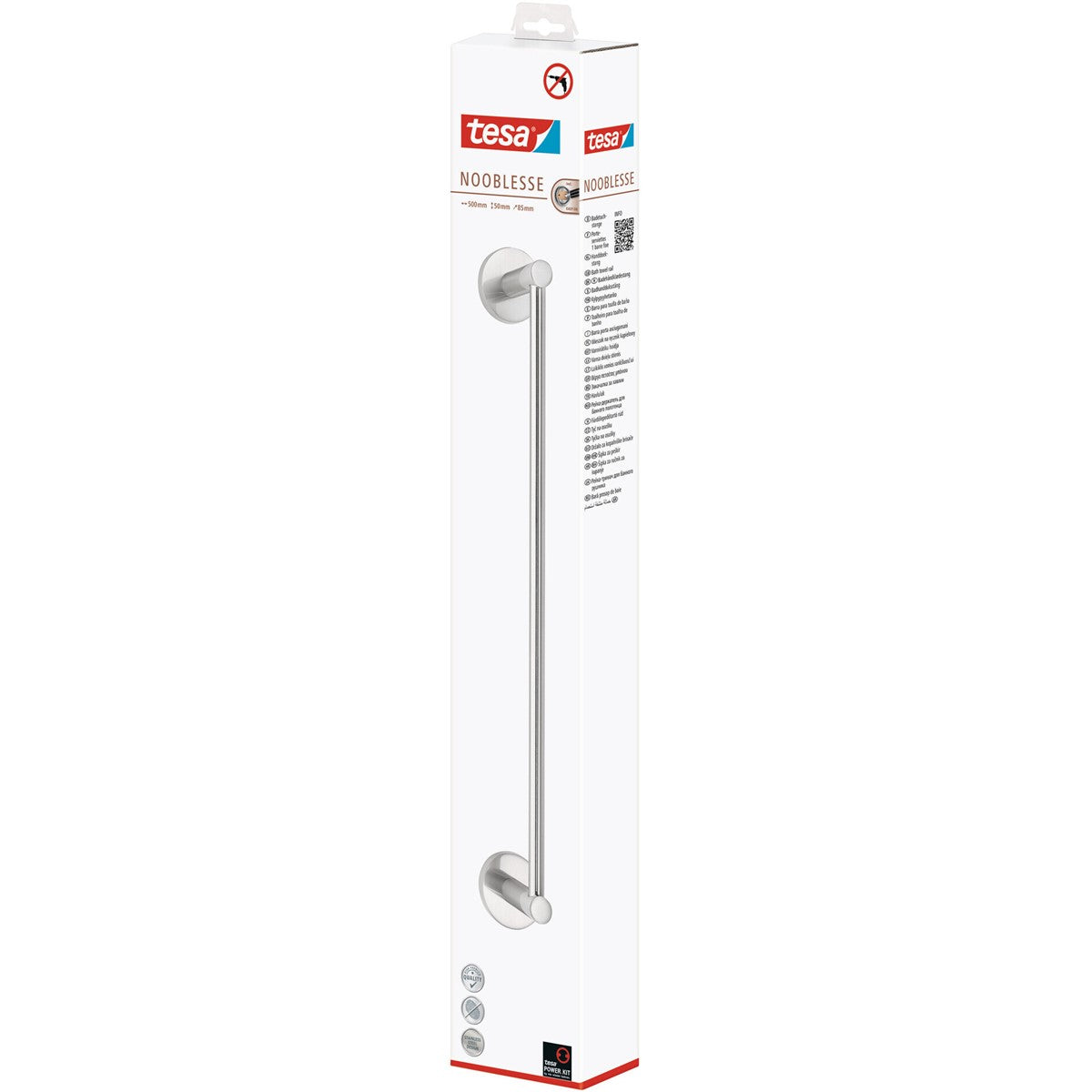 tesa® Nooblesse Handtuchring, Edelstahloptik, inkl. Klebelösung