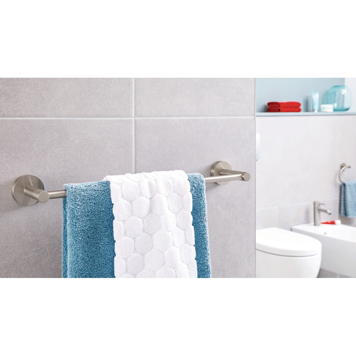 tesa® Nooblesse Handtuchring, Edelstahloptik, inkl. Klebelösung