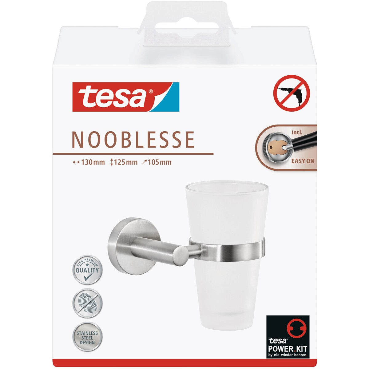 tesa® Nooblesse Zahnbürstenhalter, schickes Design, inkl. Klebelösung