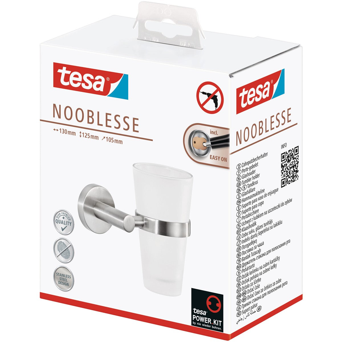 tesa® Nooblesse Zahnbürstenhalter, schickes Design, inkl. Klebelösung