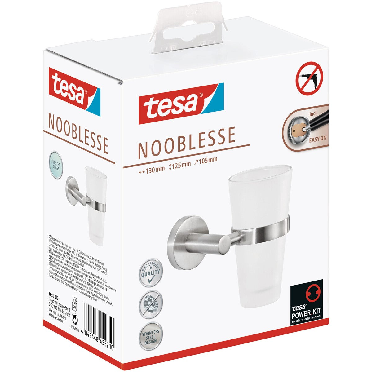 tesa® Nooblesse Zahnbürstenhalter, schickes Design, inkl. Klebelösung
