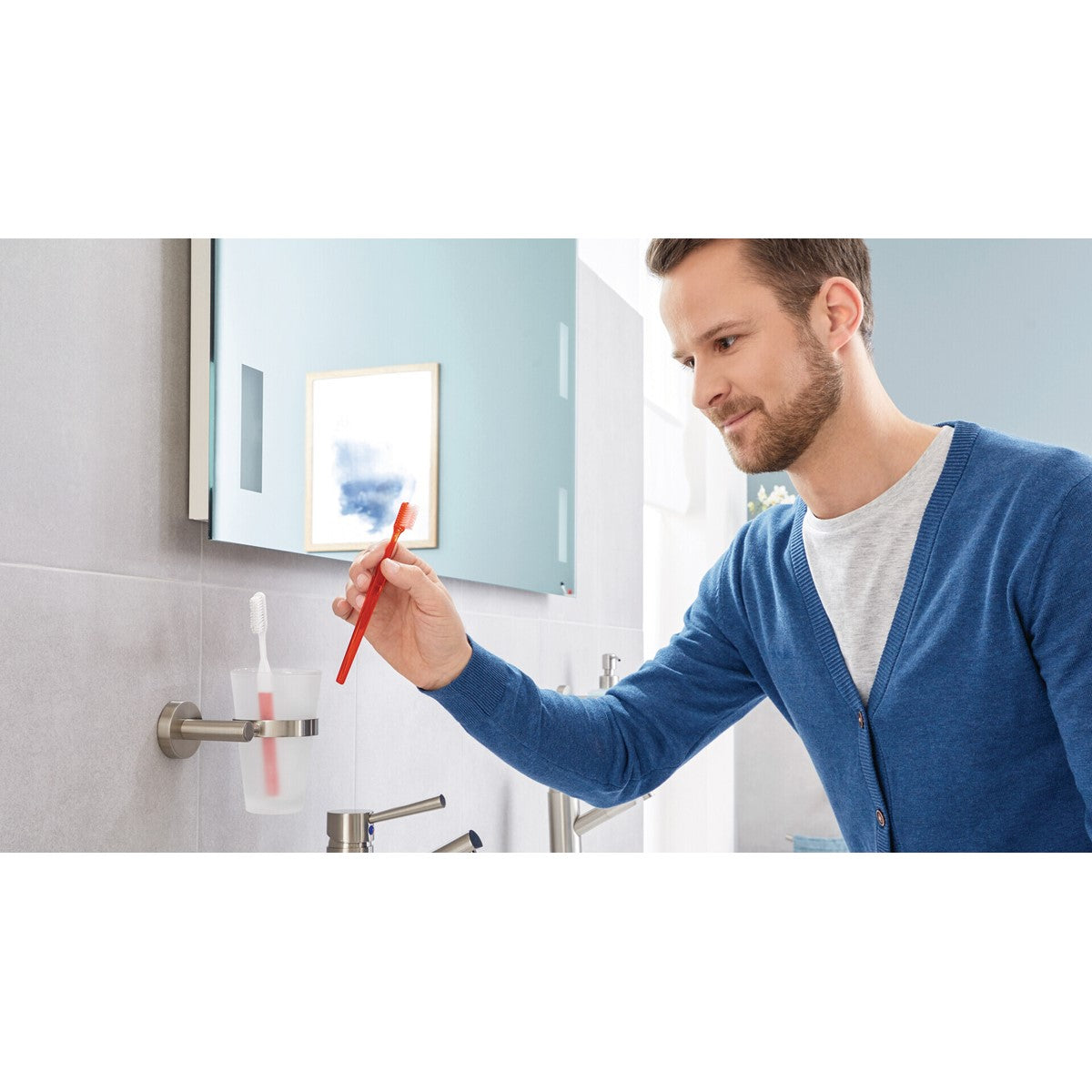 tesa® Nooblesse Zahnbürstenhalter, schickes Design, inkl. Klebelösung