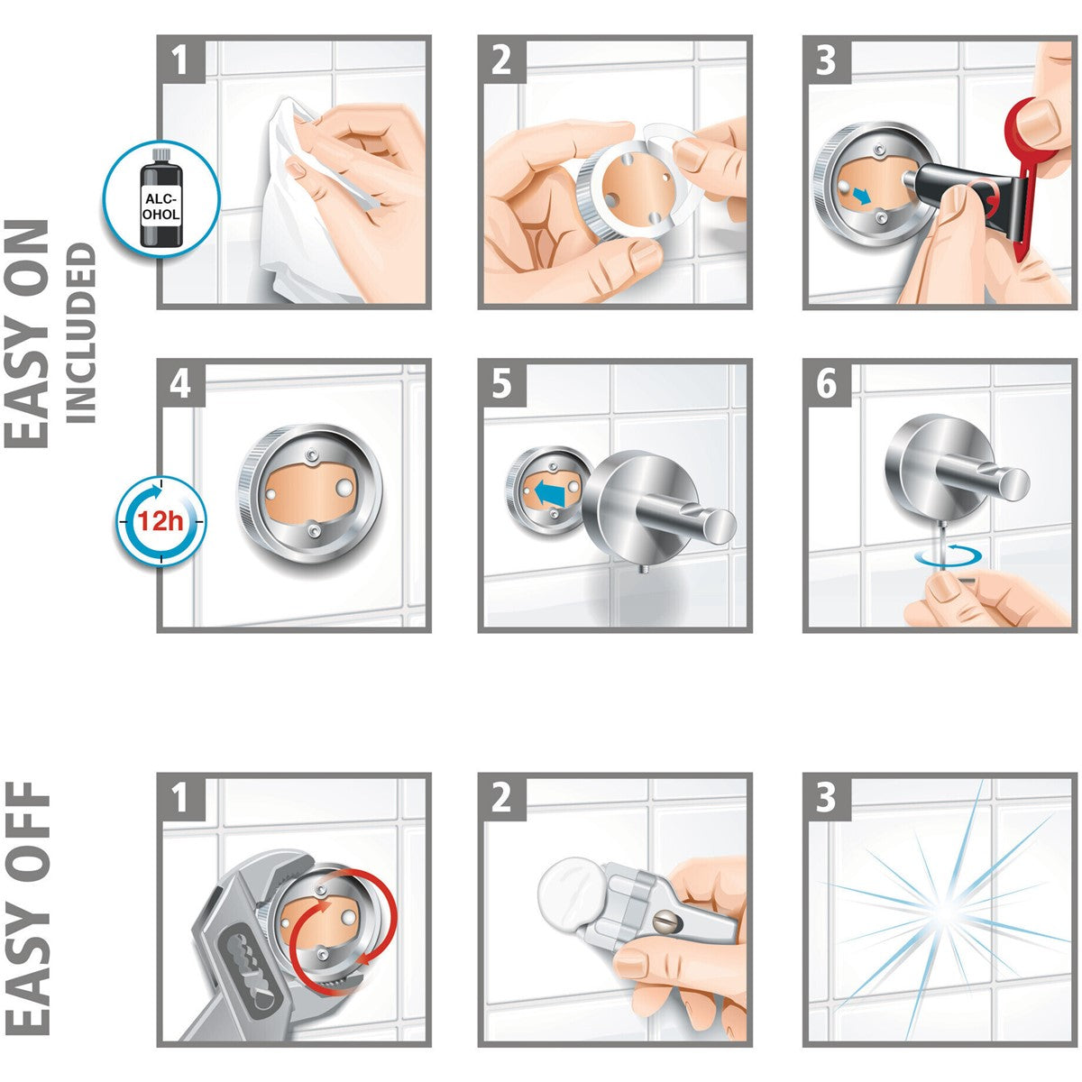 tesa® Nooblesse Zahnbürstenhalter, schickes Design, inkl. Klebelösung