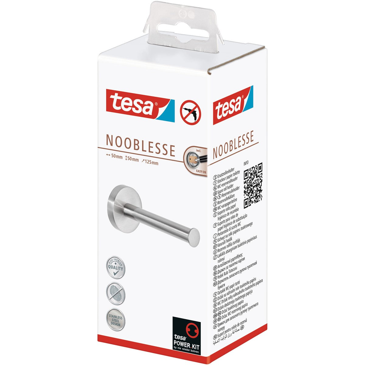 tesa® Nooblesse Ersatzrollenhalter, Edelstahloptik, inkl. Klebelösung