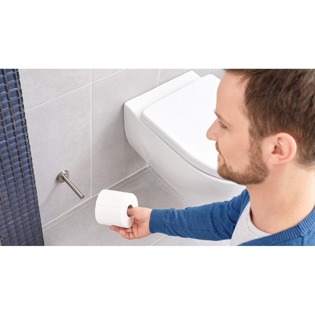 tesa® Nooblesse Ersatzrollenhalter, Edelstahloptik, inkl. Klebelösung