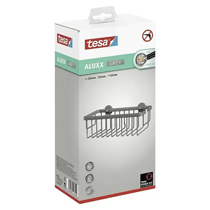 Tesa Aluxx Duschkorb 12,5 x 25 x 9,5 cm, Grau, Matt