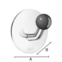 BESLAGSBODEN Design Haken Edelstahl verchromt, Knopf Schwarz, Selbstklebend, Ø 48 mm.Art. BK1084