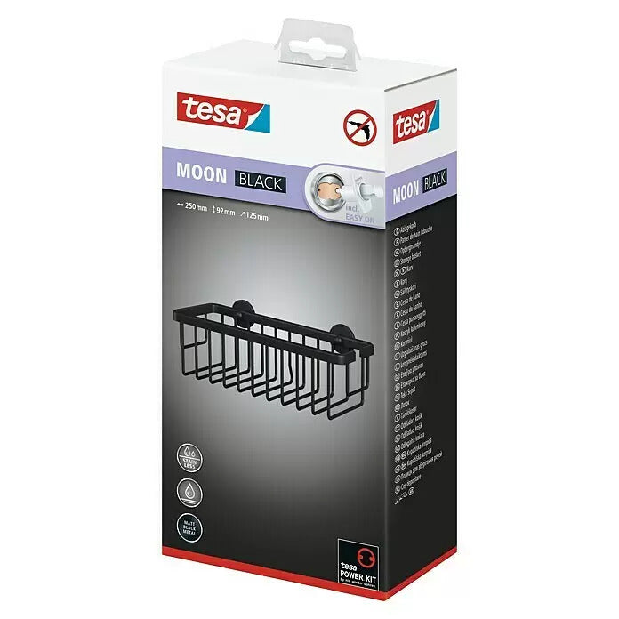tesa® Aluxx Duschkorb 12,5 x 25 x 9,5 cm, Schwarz, Matt