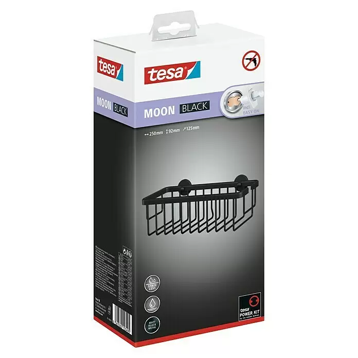 tesa® Aluxx Duschkorb 12,5 x 25 x 9,5 cm, Schwarz, Matt