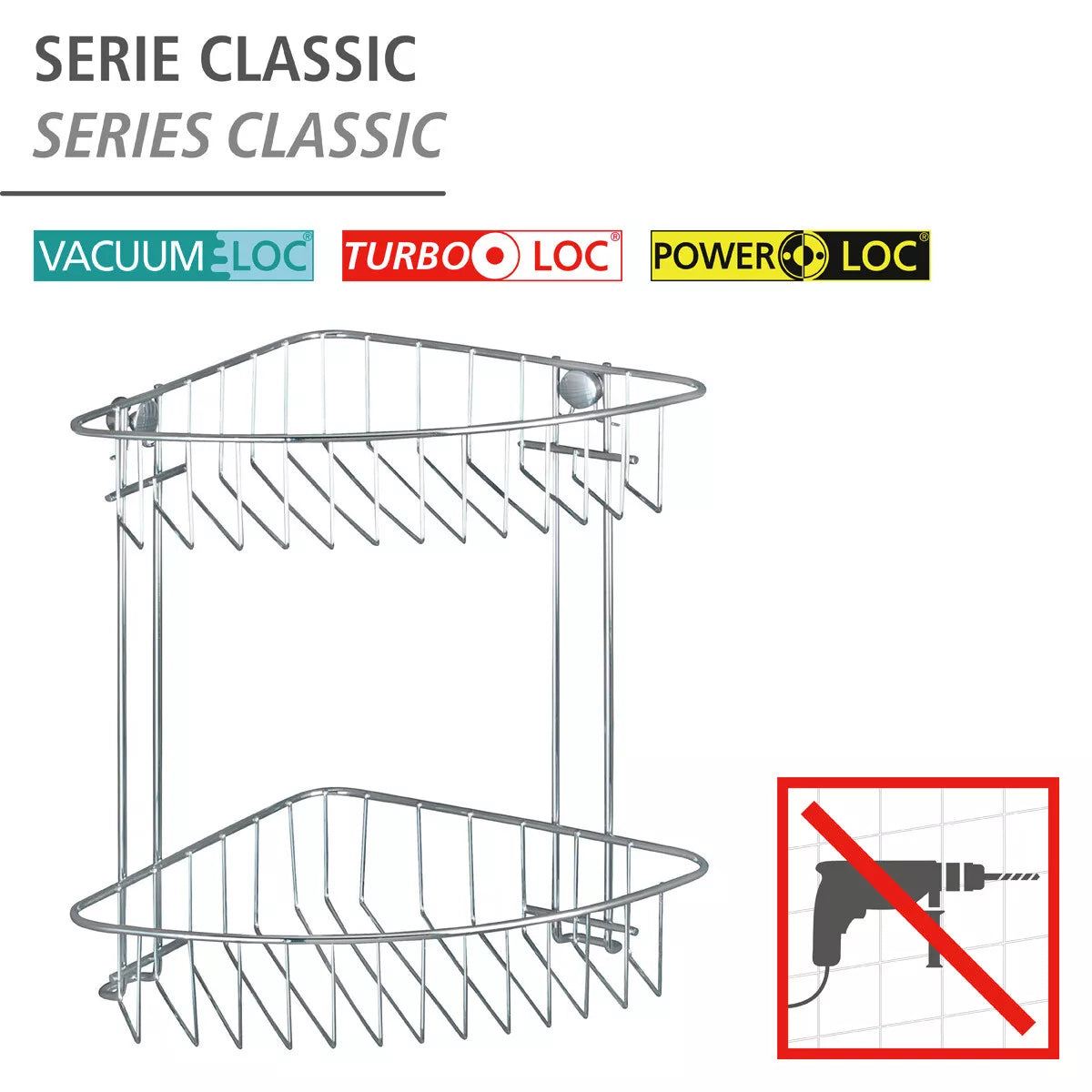 WENKO Eck Regal 2 Etagen Schraub- und Haftbefestigung Art. 20640100