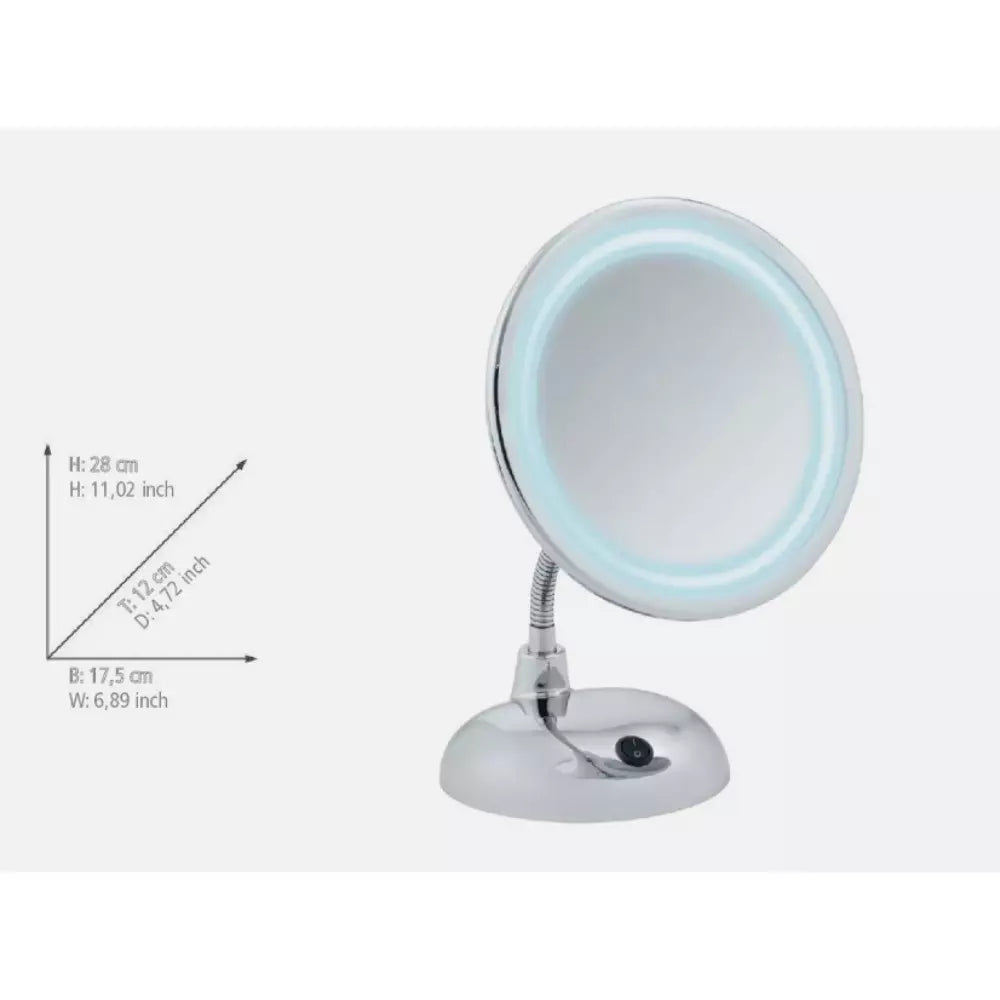 WENKO LED STYLE Kosmetik Spiegel Schmink 3 Vergrößerung Fach Beleuchtung Chrom Art. 3656440100