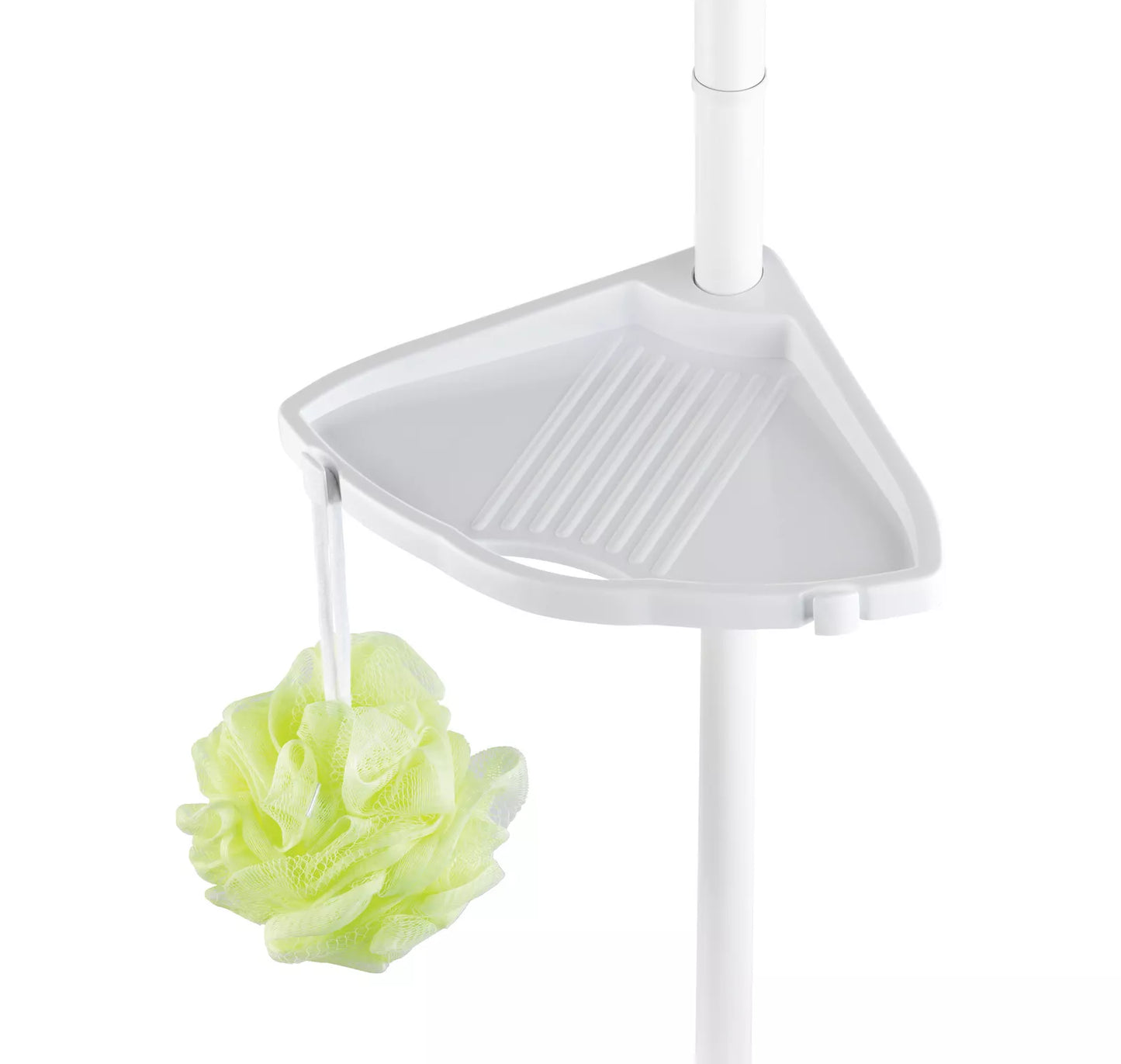 WENKO Teleskop Regal Eck Regal Dusche Ecke mit 4 Ablagen Bad Compact Weiß Haken Art.