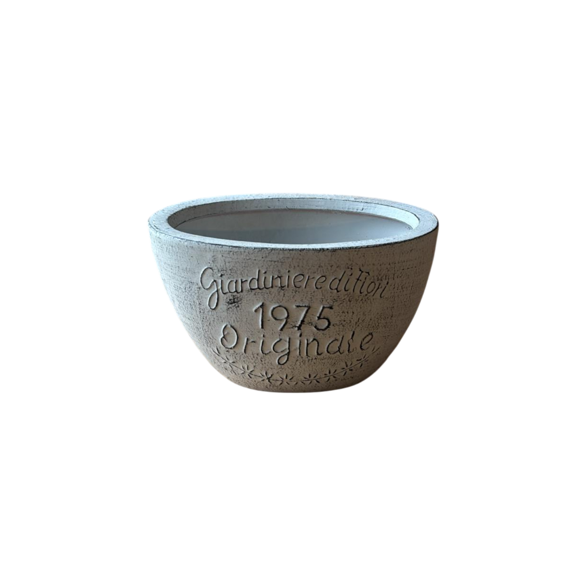 Pflanzgefäß Terracotta Einzelstück 1975 Originale Pflanzschale weiß 12,50x13,50x20 cm mit Wasserablauf