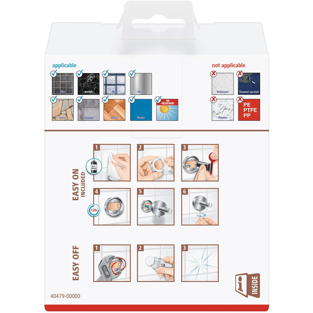 tesa® Nooblesse Toilettenpapierhalter mit Deckel, Edelstahloptik, inkl. Klebelösung