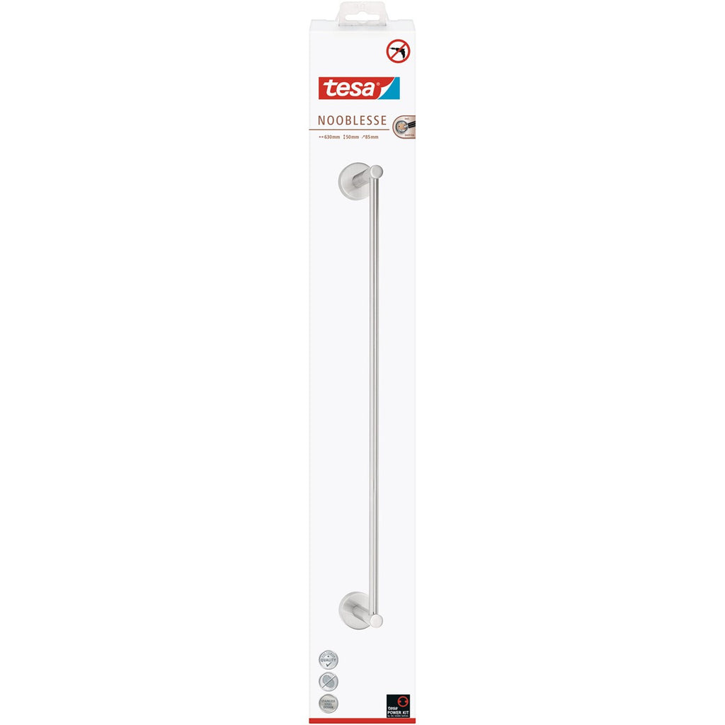 tesa® Nooblesse Handtuchhalter 600cm, Edelstahloptik, inkl. Klebelösung
