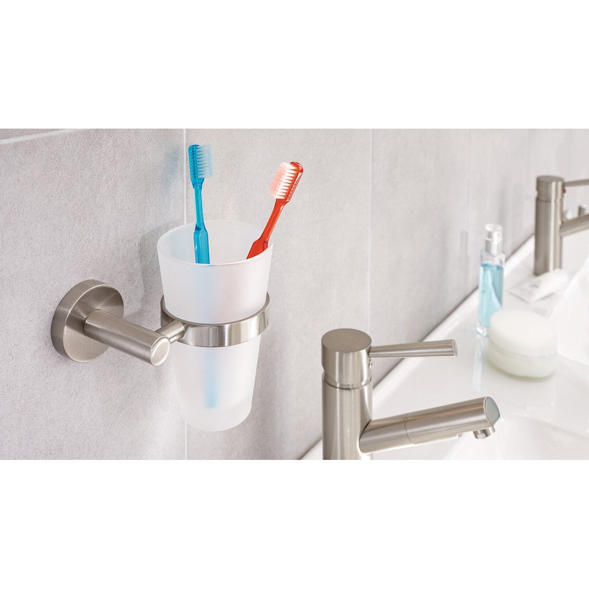 tesa® Nooblesse Zahnbürstenhalter, schickes Design, inkl. Klebelösung