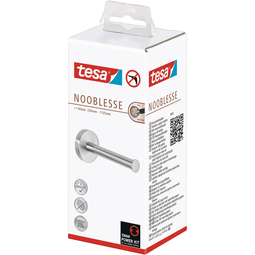 tesa® Nooblesse Ersatzrollenhalter, Edelstahloptik, inkl. Klebelösung