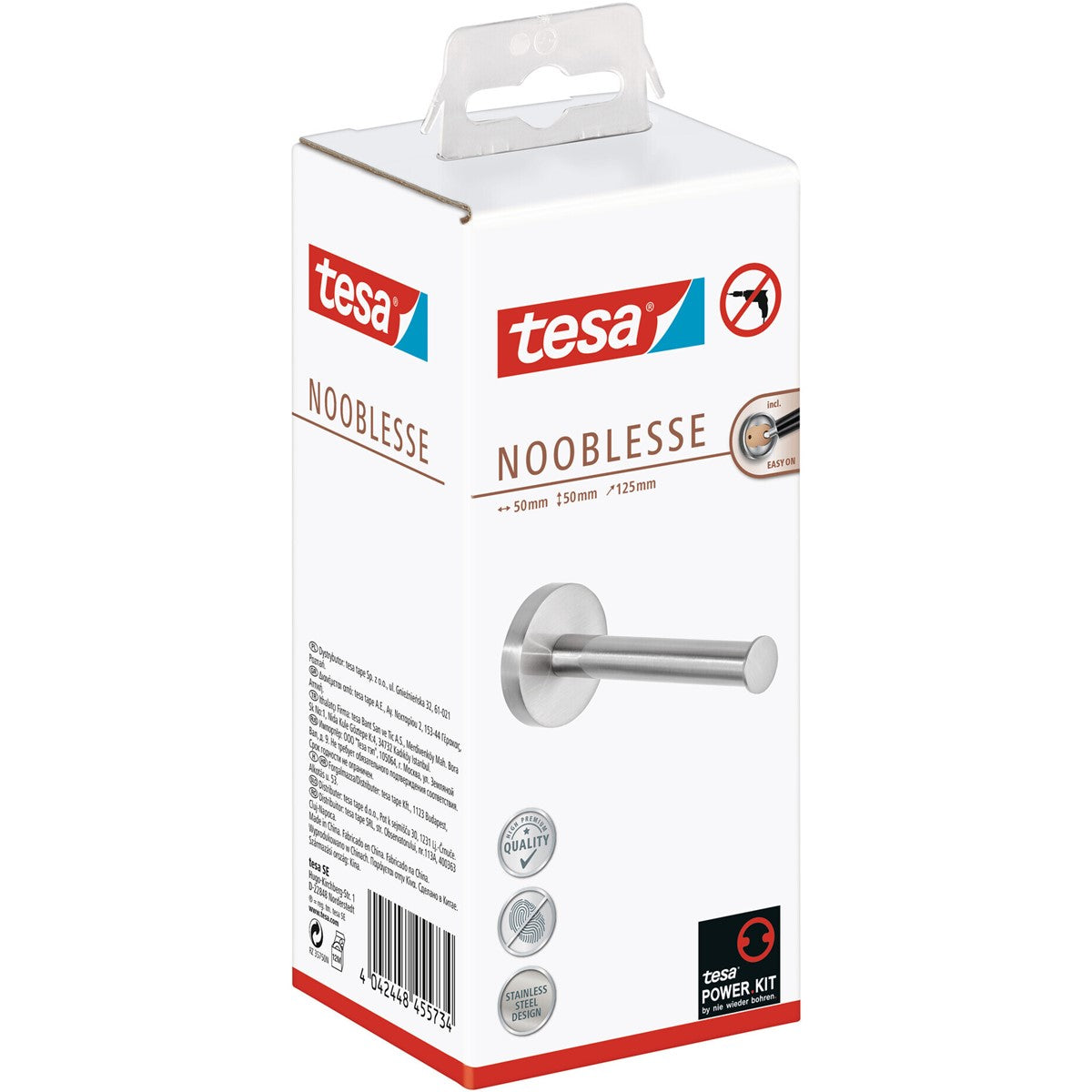 tesa® Nooblesse Ersatzrollenhalter, Edelstahloptik, inkl. Klebelösung