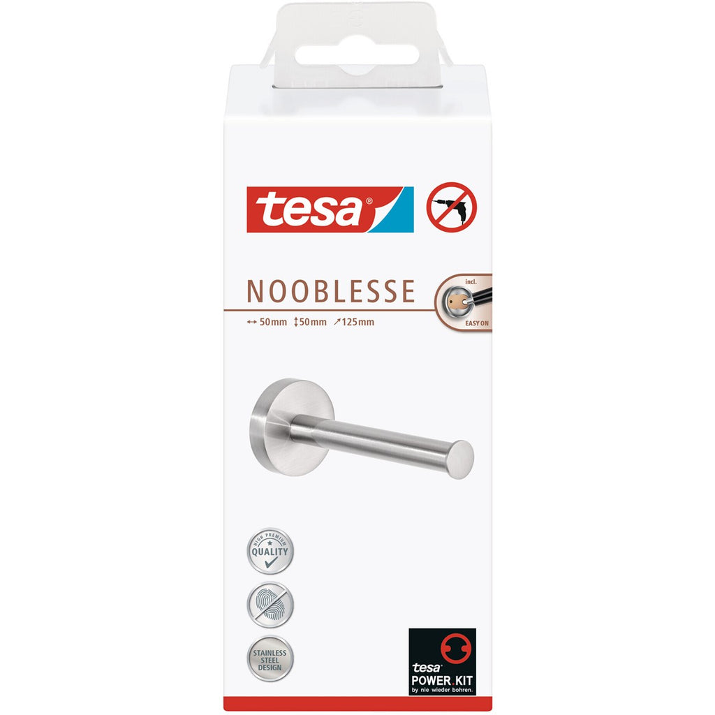tesa® Nooblesse Ersatzrollenhalter, Edelstahloptik, inkl. Klebelösung