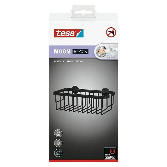 tesa® Aluxx Duschkorb 12,5 x 25 x 9,5 cm, Schwarz, Matt