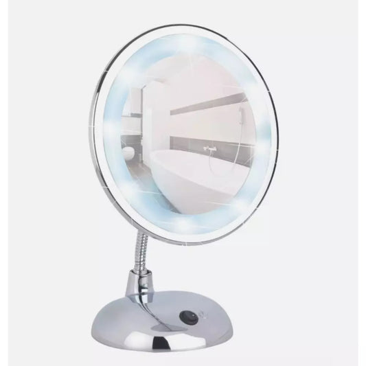 WENKO LED STYLE Kosmetik Spiegel Schmink 3 Vergrößerung Fach Beleuchtung Chrom Art. 3656440100