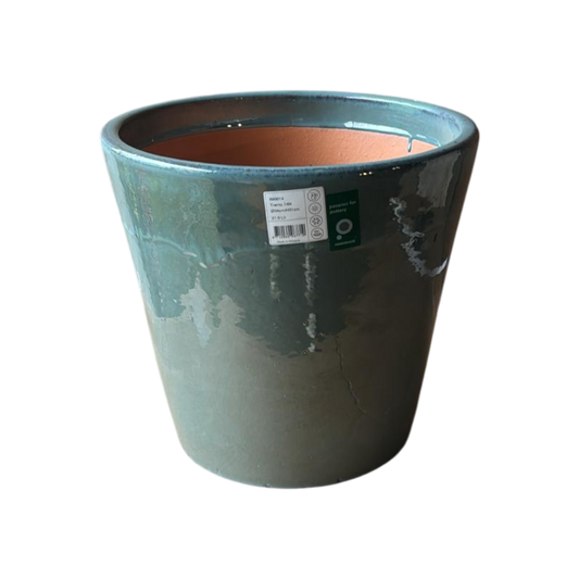 Pflanzgefäß Terracotta Einzelstück Serie Green Glace 30x33 cm mit Wasserablauf