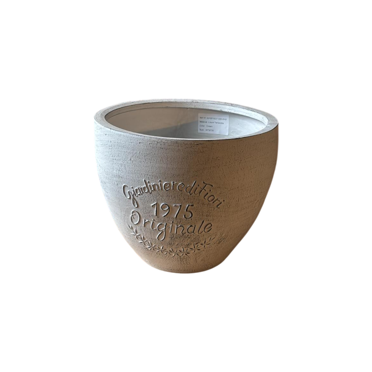 Pflanzgefäß Terracotta Einzelstück 1975 Originale Topf weiß 26 x 30 cm mit Wasserablauf