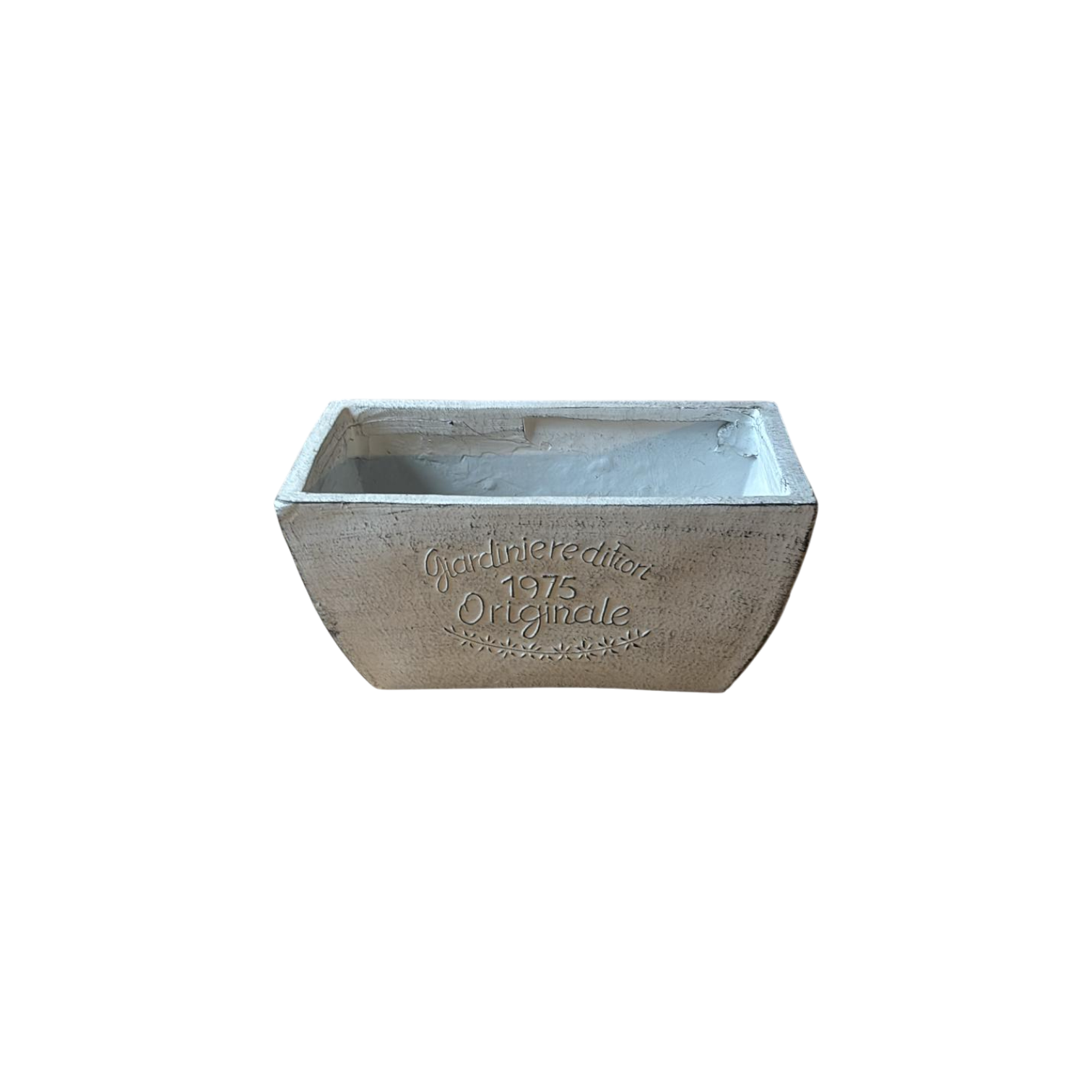 Einzelstück 1975 Originale Eckiger Blumentopf/Kasten Massiv weiß 15x14,50x30 cm mit Wasserablauf