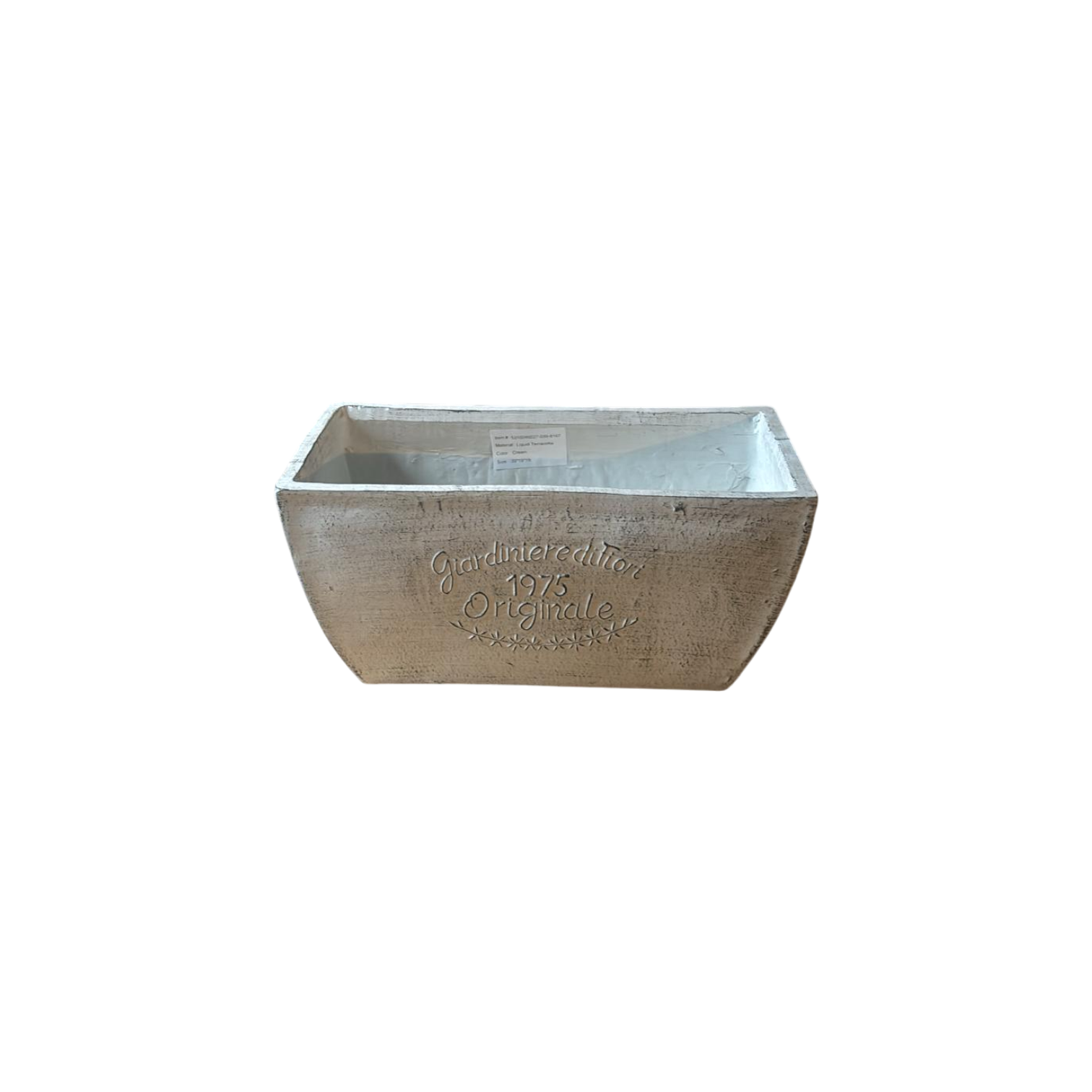 Einzelstück 1975 Originale Eckiger Blumentopf/Kasten weiß 19x18x39 cm mit Wasserablauf