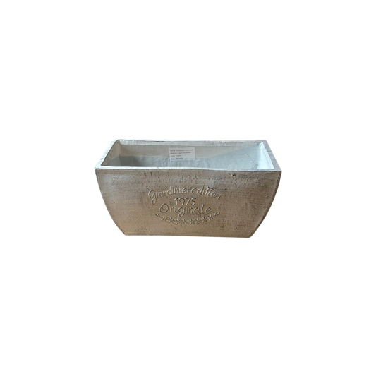 Pflanzgefäß Terracotta Einzelstück 1975 Originale Eckiger Blumentopf/Kasten weiß 19x18x39 cm mit Wasserablauf