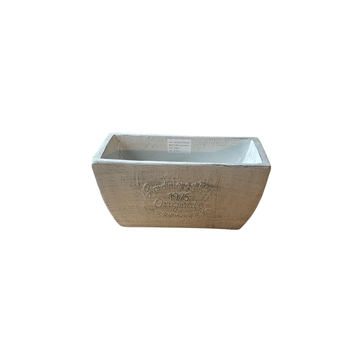 Pflanzgefäß Terracotta Einzelstück 1975 Originale Eckiger Blumentopf/Kasten weiß 20x20x41 cm Massivo mit Wasserablauf