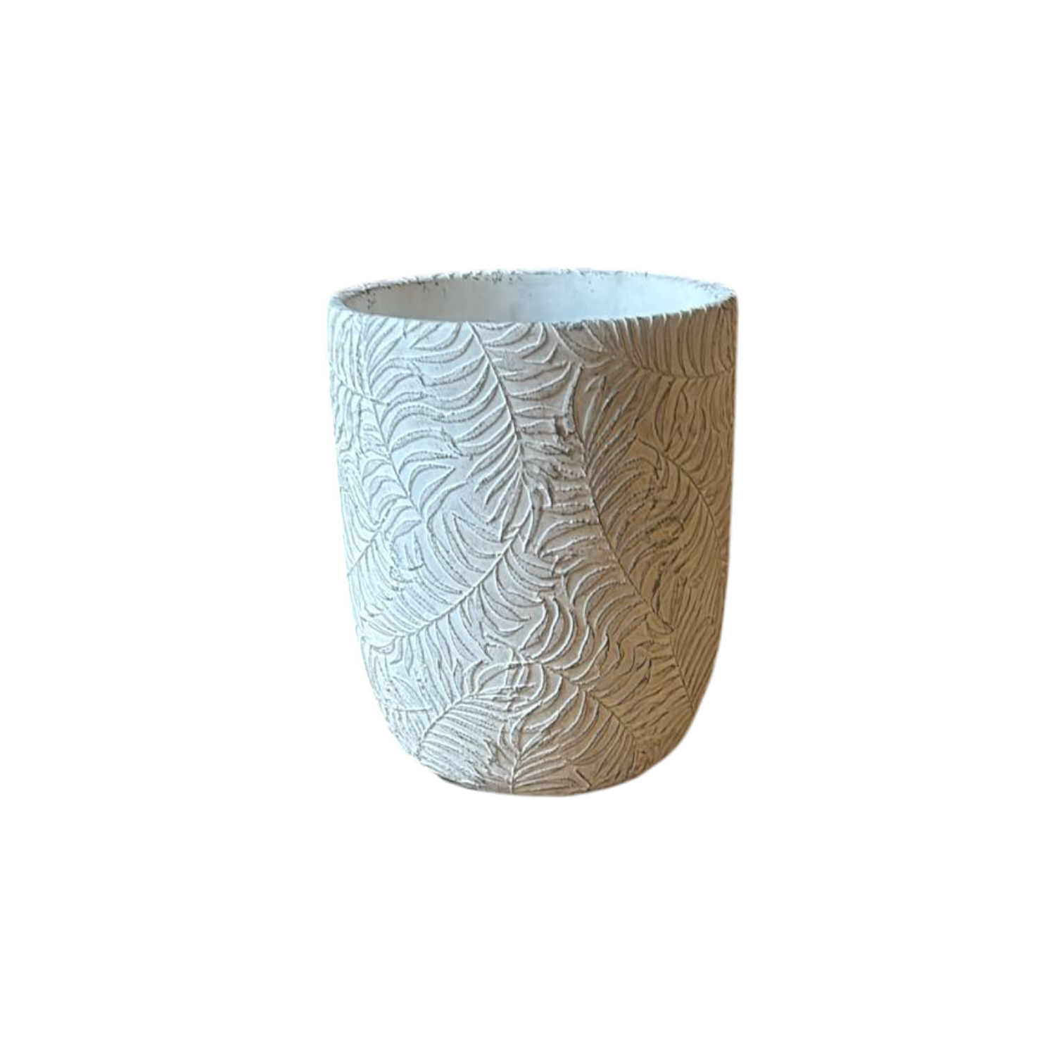 Einzelstück Vase Farn Weiß 18 x 14 cm